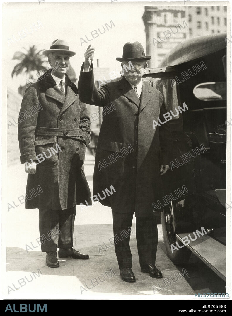 Edward Doheny, Oil Tycoon, Implicated in Teapot Dome Scandal, entering Car, Los Angeles, California, USA, March 21, 1923.