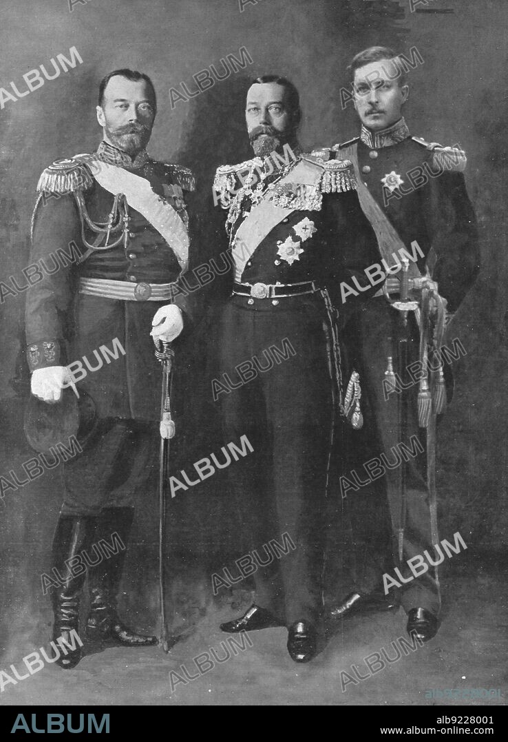 ''Nos Grands Allies; Nicolas II, George V, Albert I Roi des Belges', 1914. From "L'Album de la Guerre 1914-1919, Volume I" [L'Illustration, Paris, 1924].