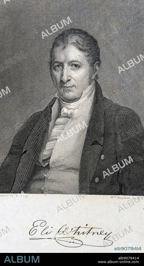 Portrait of Eli Whitney (1765-1825) an American inventor best known for inventing the cotton gin. Dated 19th Century.