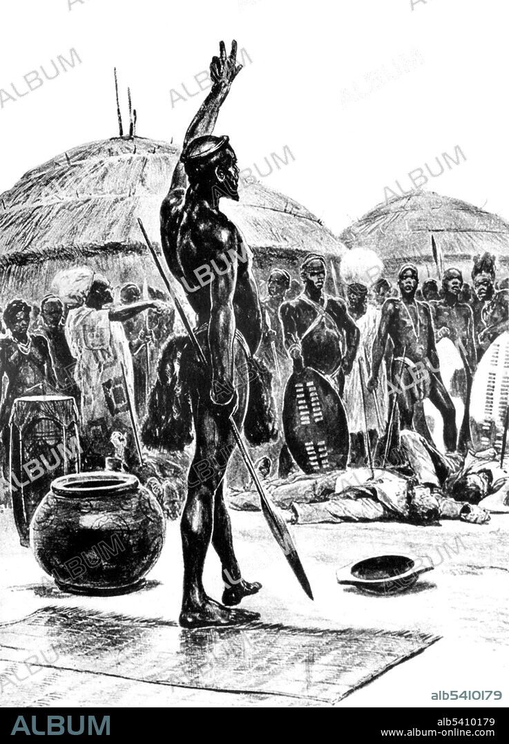 Dingane orders the killing of Piet Retief's party of Voortrekkers,1838. Dingane kaSenzangakhona Zulu (1795–1840) was a Zulu chief. He came to power in 1828 after assassinating his half-brother Shaka. He was a popular leader among the people and came into power at a challenging time. Numerous ethnic European colonists were entering the area from the Cape Colony, and they possessed guns and weaponry far superior to the Zulu spear. Dingane lacked Shaka's military and leadership skills; rebel chiefs broke away from his rule. In 1837 Dingane met with Piet Retief, leader of the Voortrekkers. In return for their recovering some stolen cattle, Dingane signed a deed of cession of lands (written in English) to the Voortrekkers. On February 6, 1838, after two days of feasting, the chief had Retief and his diplomatic party killed. In January 1840, a force of 400 Boers helped Mpande (Dingane's half-brother) in his revolt against Dingane. At the Battle of Maqongqo many of Dingane's own men deserted to Mpande's army. Dingane had his general Ndlela kaSompisi executed, and with a few followers he sought refuge in Nayawo territory on the Lubombo mountains. A group of Nyawo and Swazi assassinated him in Hlatikhulu Forest.