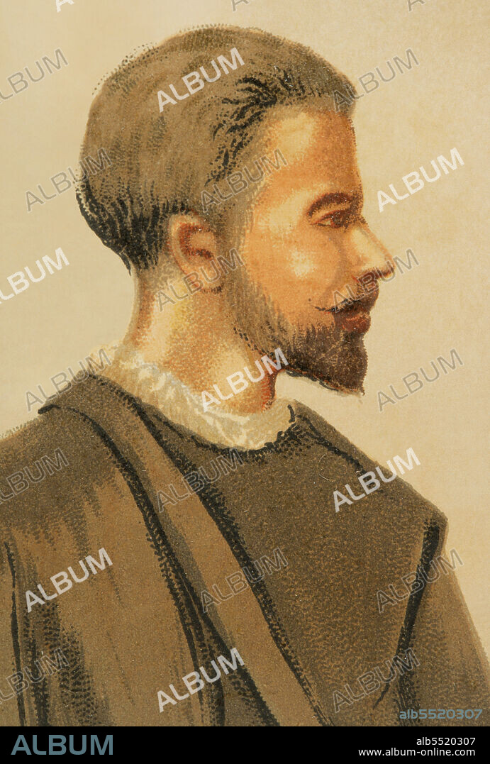 Felipe Melanchthon (1497-1560). Reformador religioso alemán. Retrato. Cromolitografía. Historia Universal, por César Cantú. Tomo VIII. Publicado en Barcelona, 1886.