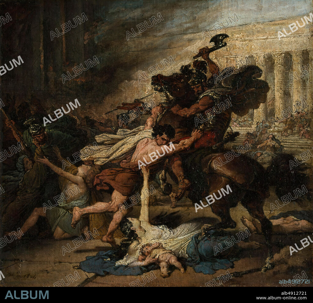 François Joseph Heim, The Sack of Jerusalem by the Romans, François Joseph Heim (French, Belfort 17871865 Paris), 1824, Oil on canvas, 14 x 15 in. (35.6 x 38.1 cm), Paintings.