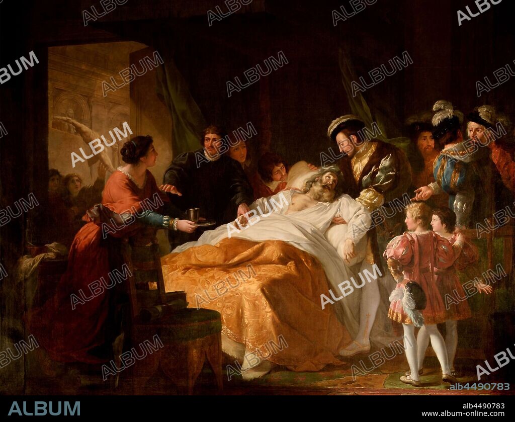 FRANCOIS-GUILLAUME MENAGEOT. The Death of Leonardo da Vinci in the Arms of Francis I.
