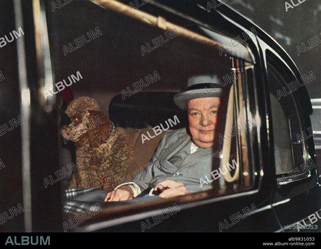 EDITORIAL Winston Churchill, seen here with his pet poodle Rufus II. Sir Winston Leonard Spencer-Churchill, 1874 1965. British politician, army officer, writer and twice Prime Minister of the United Kingdom.