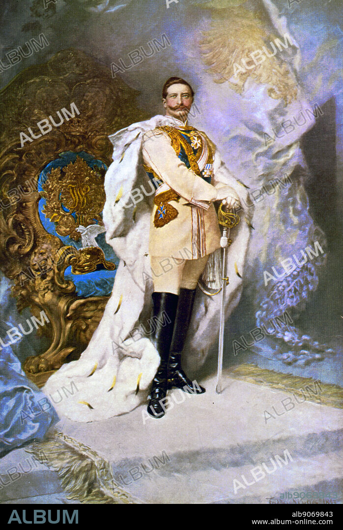 Wilhelm II 1859-1941 , full-length portrait of Kaiser Wilhelm II by Ferdinand Keller, 1893. Ferdinand Keller 1842-1922, German artist.