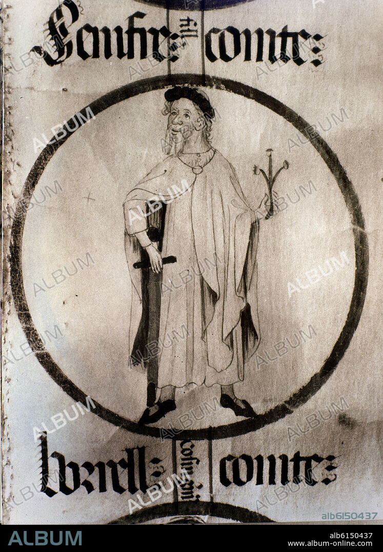 SUNIFREDO II (915-968) - HIJO DE MIRON - CONDE CERDAÑA (927-968) Y DE BESALU (957-968) - MANUSCRITO DE POBLET.