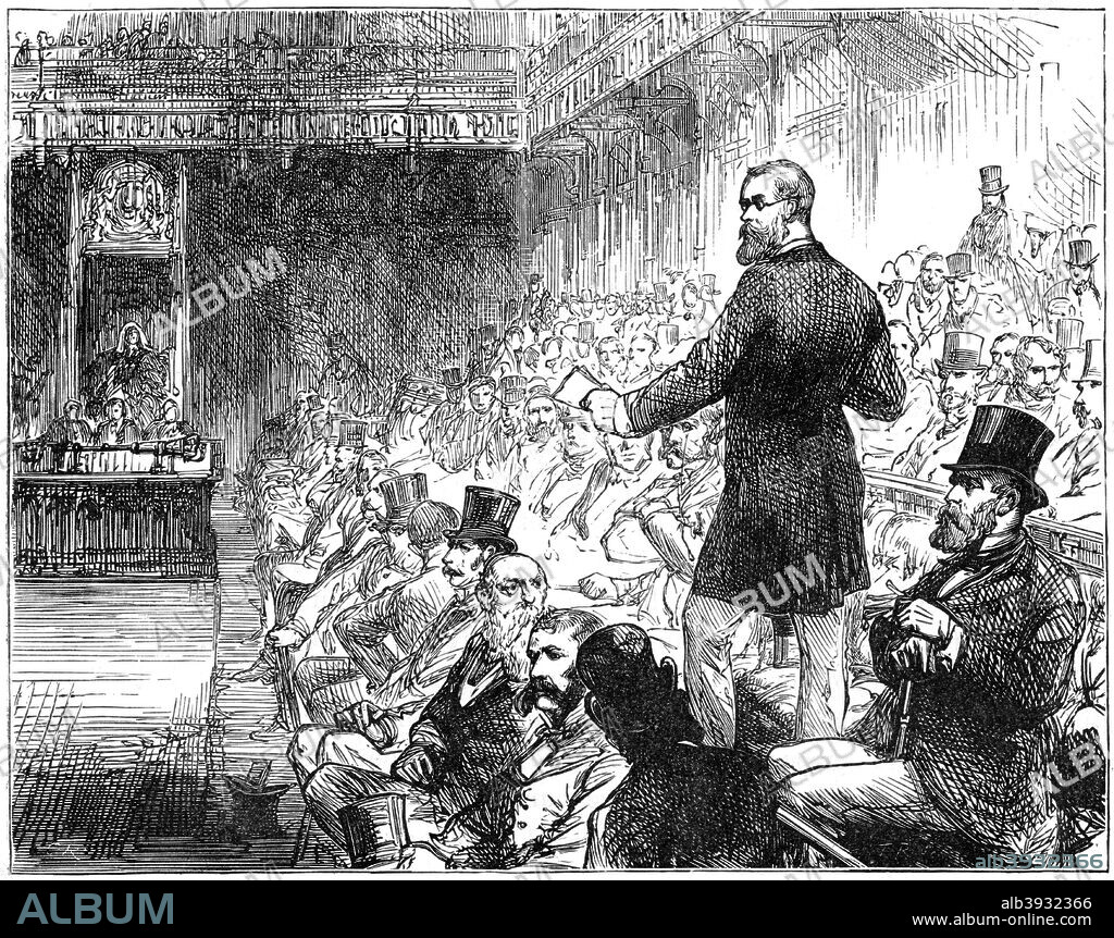 Mr Plimsoll addressing the House of Commons, London, mid-late 19th century, (1900). Illustration from The Life and Times of Queen Victoria, by Robert Wilson, Volume IV, (Cassell and Company, London, Paris, New York, Melbourne, 1900).