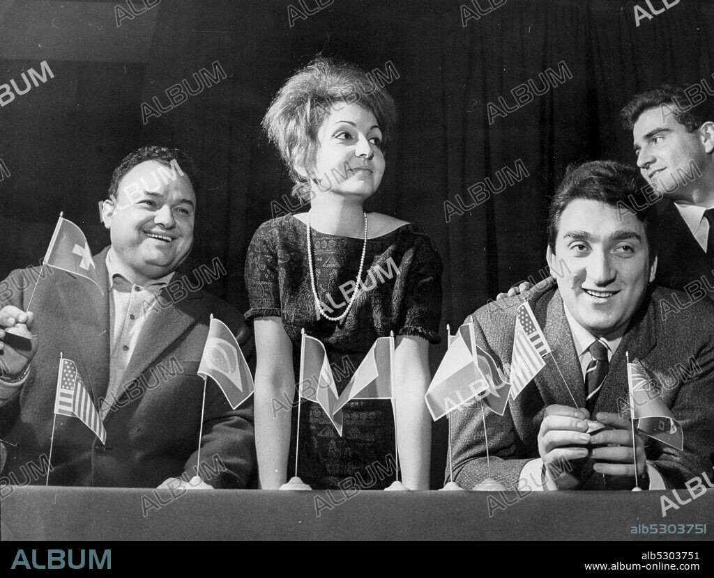 Luciano tajoli. nelly fioramonti. tony dallara. teddy reno. milan 1961. (Photo by: Marka/Universal Images Group via Getty Images).