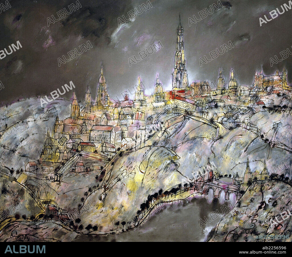 AGUSTÍN ÚBEDA. UBEDA , AGUSTIN. PINTOR ESPAÑOL. " TOLEDO " OLEO AÑO 1994. TOLEDO PINTADO.