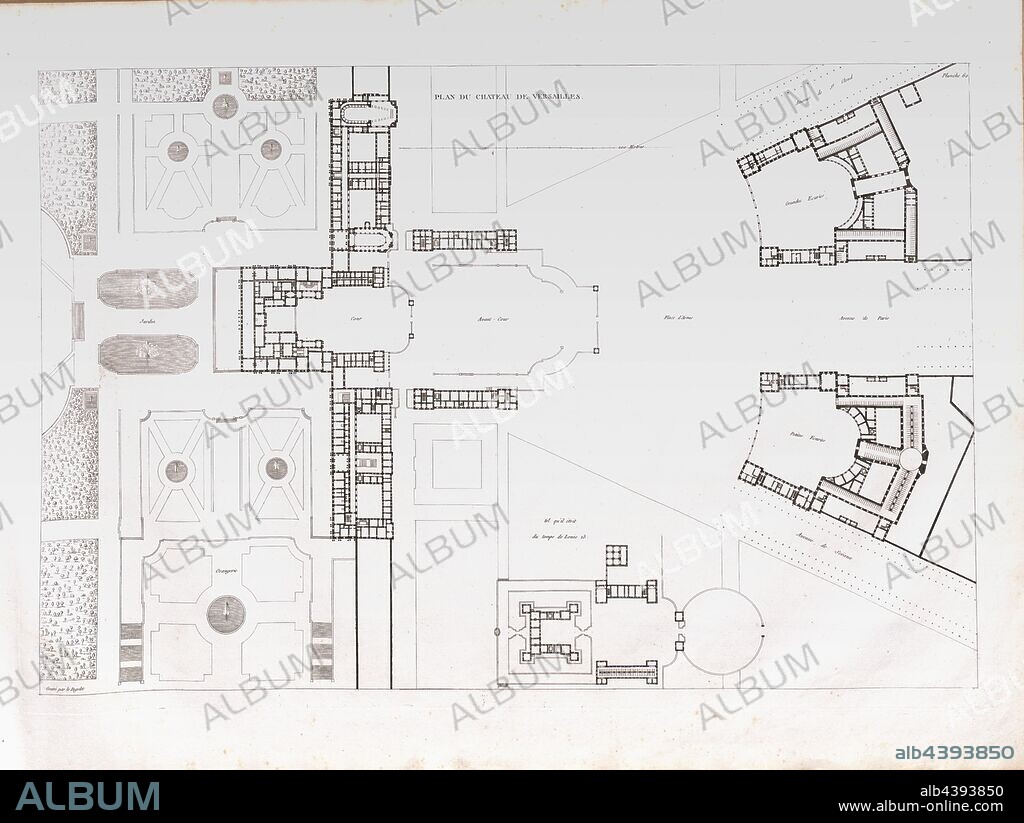 Plan of the Palace of Versailles, Plan of the Palace of Versailles, Signed: Gravé par Le Pagelet, Pl. 60, p. 129, Lepagelet (gravé), Jean-Nicolas-Louis Durand: Recueil et parallèle des édifices de tout genre, anciens et modernes, remarquables par leur beauté, par leur grandeur ou par leur singularité, et dessinés sur une même échelle. Paris: chez l'auteur, 1801.