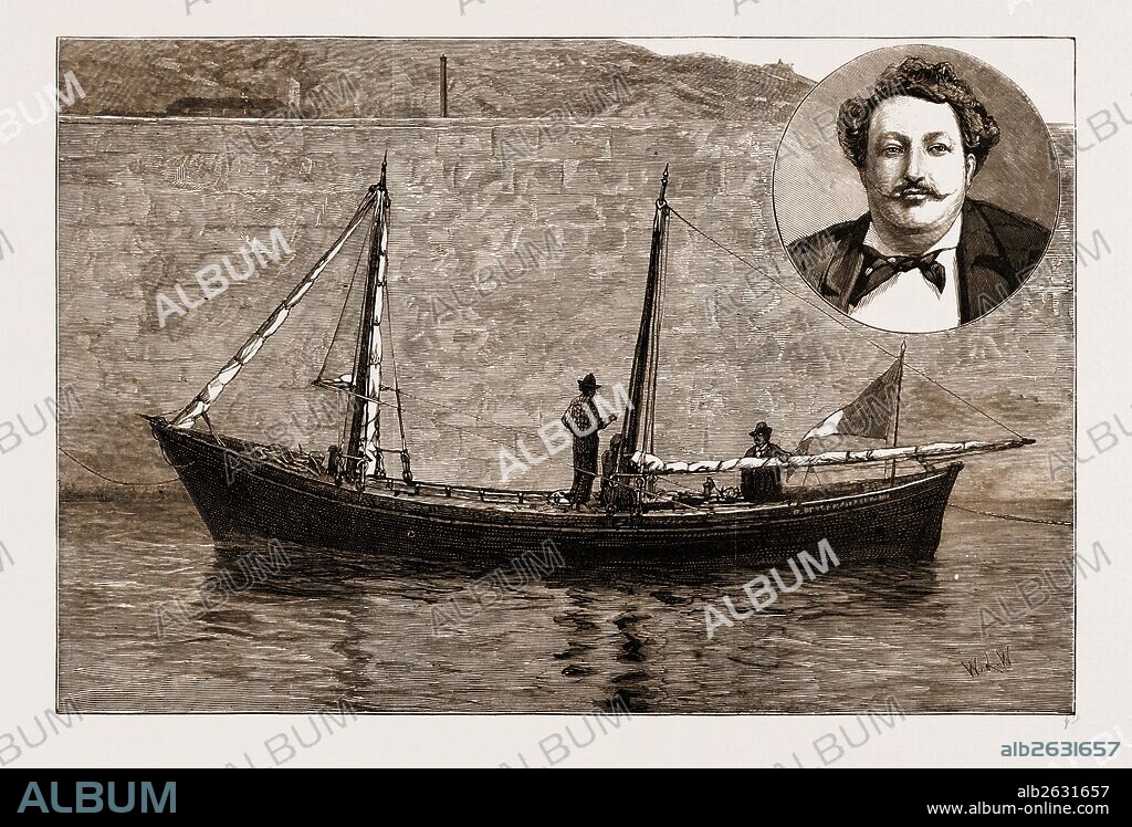 THE ITALIAN MINIATURE SCHOONER "LEONE DI CAPRERA," WHICH HAS RECENTLY CROSSED THE ATLANTIC, VINCENTE FONDACARO (CAPTAIN), 1881.