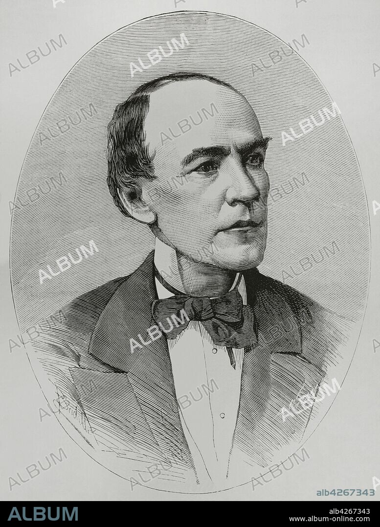 Cecilio Acosta (1818-1881). Escritor venezolano. Dibujo por Badillo. Grabado por Carretero. La Ilustración Española y Americana,22 de octubre de 1881. Biblioteca Histórico Militar de Barcelona, Cataluña, España.