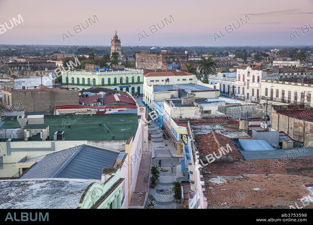 View of city looking towards La Gran Antilla and Iglesia Catedral de Nuestra Senora de la Candelaria, Camaguey, Camaguey Province, Cuba, West Indies, Caribbean, Central America.