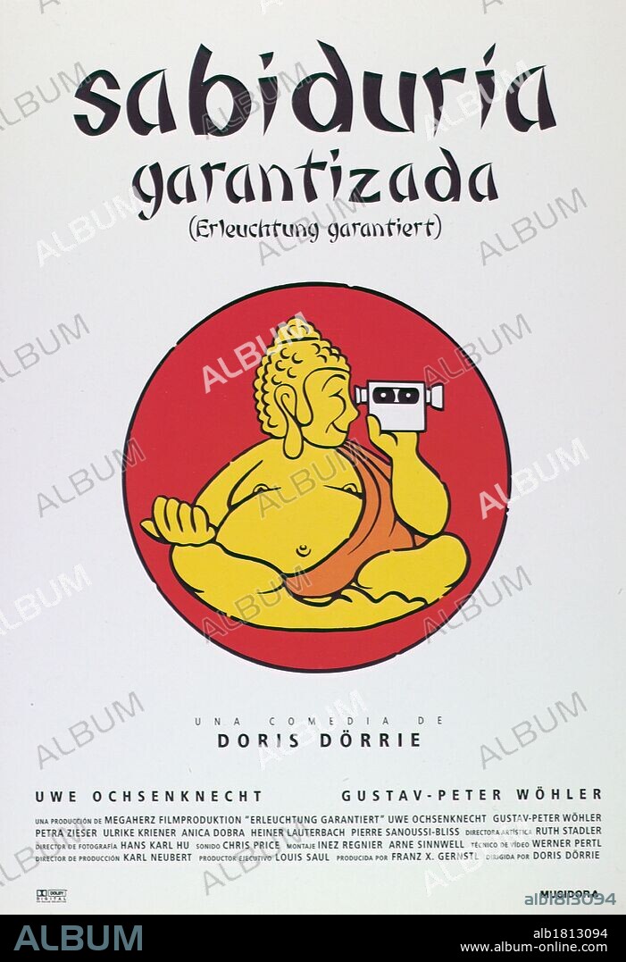 Poster de SABIDURIA GARANTIZADA, 1999 (ERLEUCHTUNG GARANTIERT), dirigida por DORIS DORRIE. Copyright MEGAHERZ FILMPRODUCKTION.