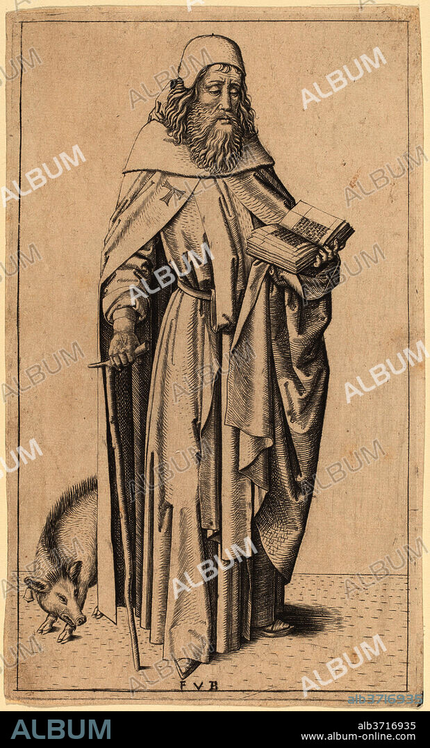 MASTER FVB. Saint Anthony. Dated: c. 1490/1500. Dimensions: sheet: 16.6 x 9.6 cm (6 9/16 x 3 3/4 in.). Medium: engraving.