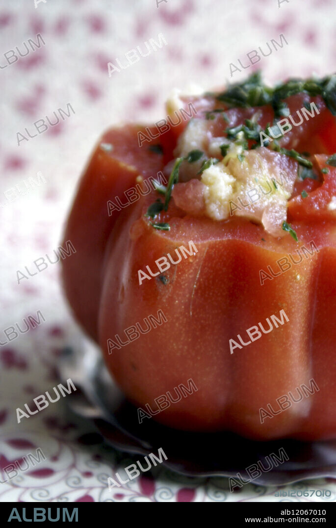 a tomato filled with Tuscan bread salad. credit: Ilva Beretta / thePictureKitchen / TopFoto.