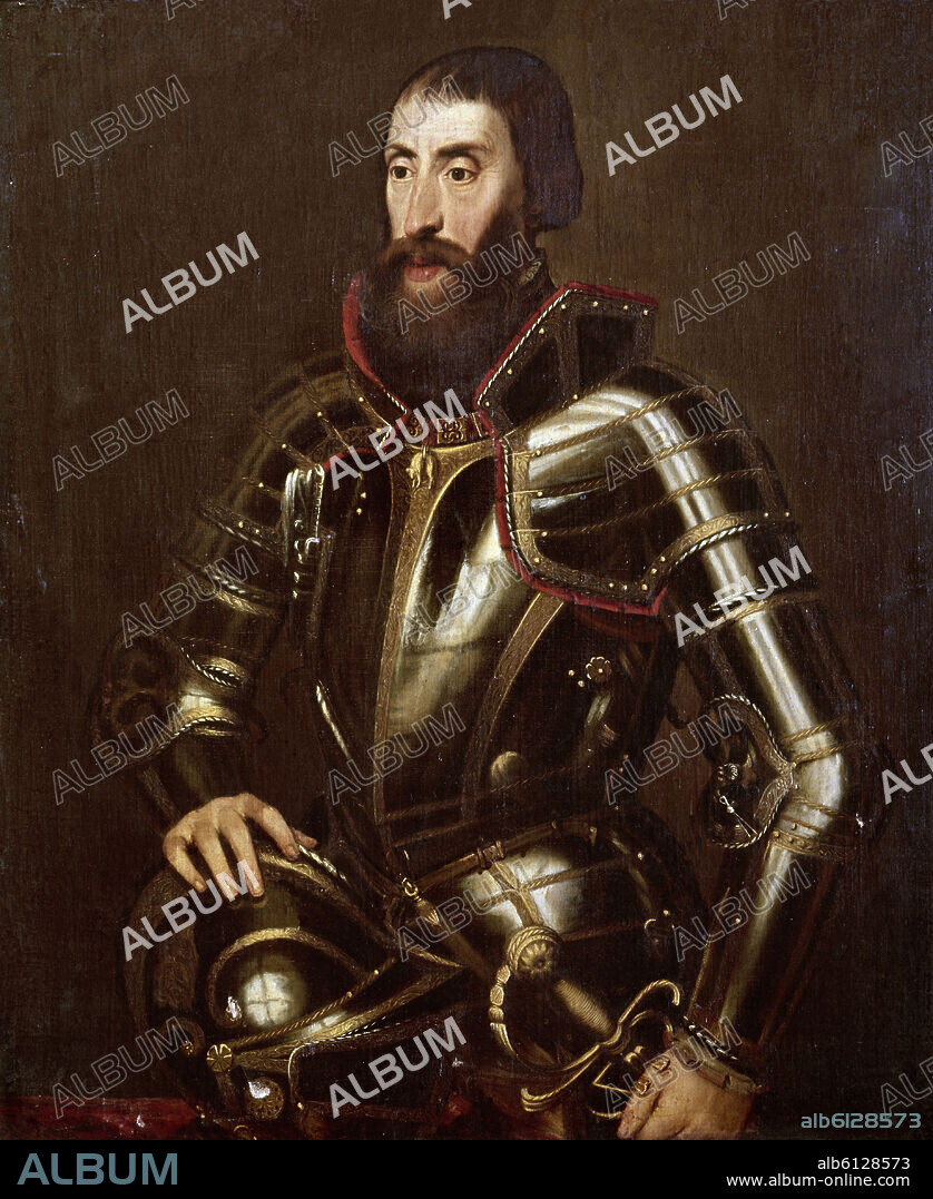 ANTONIO MORO (1519-1576). FERNANDO I AUSTRIA (1503-64) EMPERADOR DEL SACRO IMPERIO A LA MUERTE DE CARLOS V - SIGLO XVI - RENACIMIENTO FLAMENCO - COPIA DE UN CUADRO DE TIZIANO.
