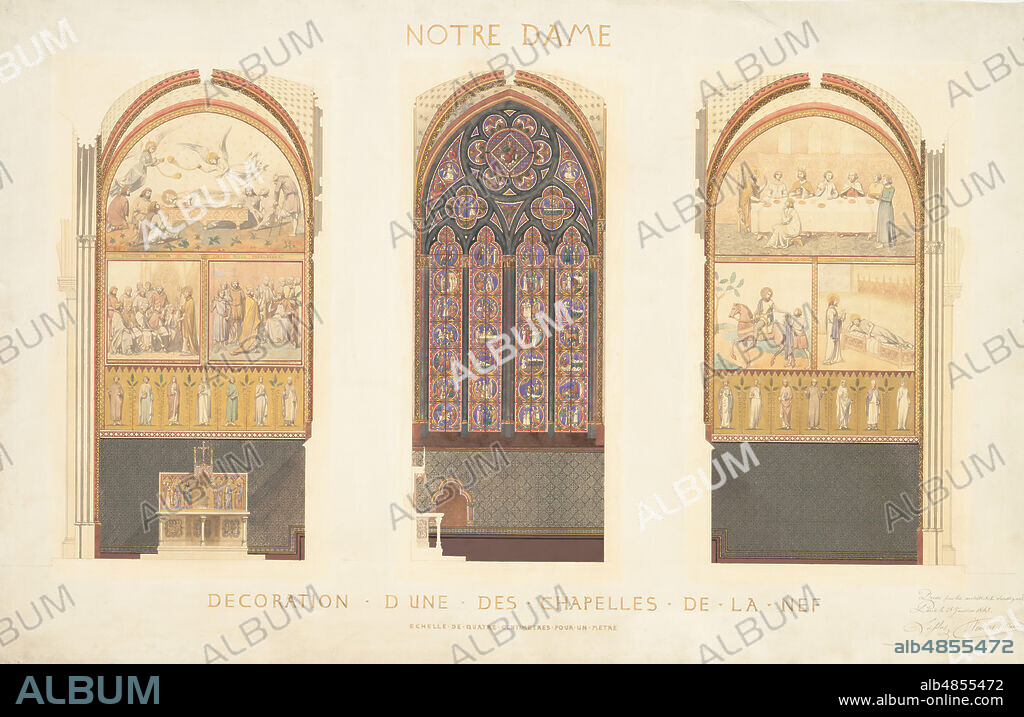 EUGENE VIOLLET-LE-DUC. Plan for the Renovation of a Chapel in the Nave of the Cathedral of Notre Dame, Paris, 1843.