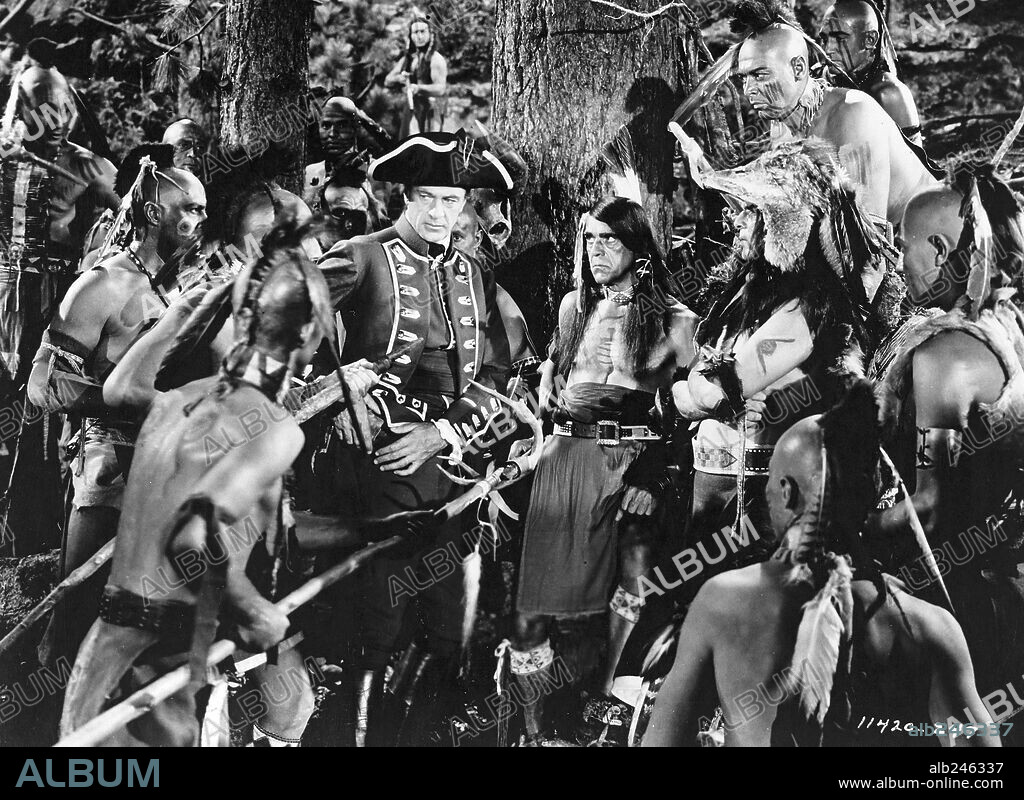 BORIS KARLOFF and GARY COOPER in UNCONQUERED, 1947, directed by CECIL B DEMILLE. Copyright PARAMOUNT PICTURES.