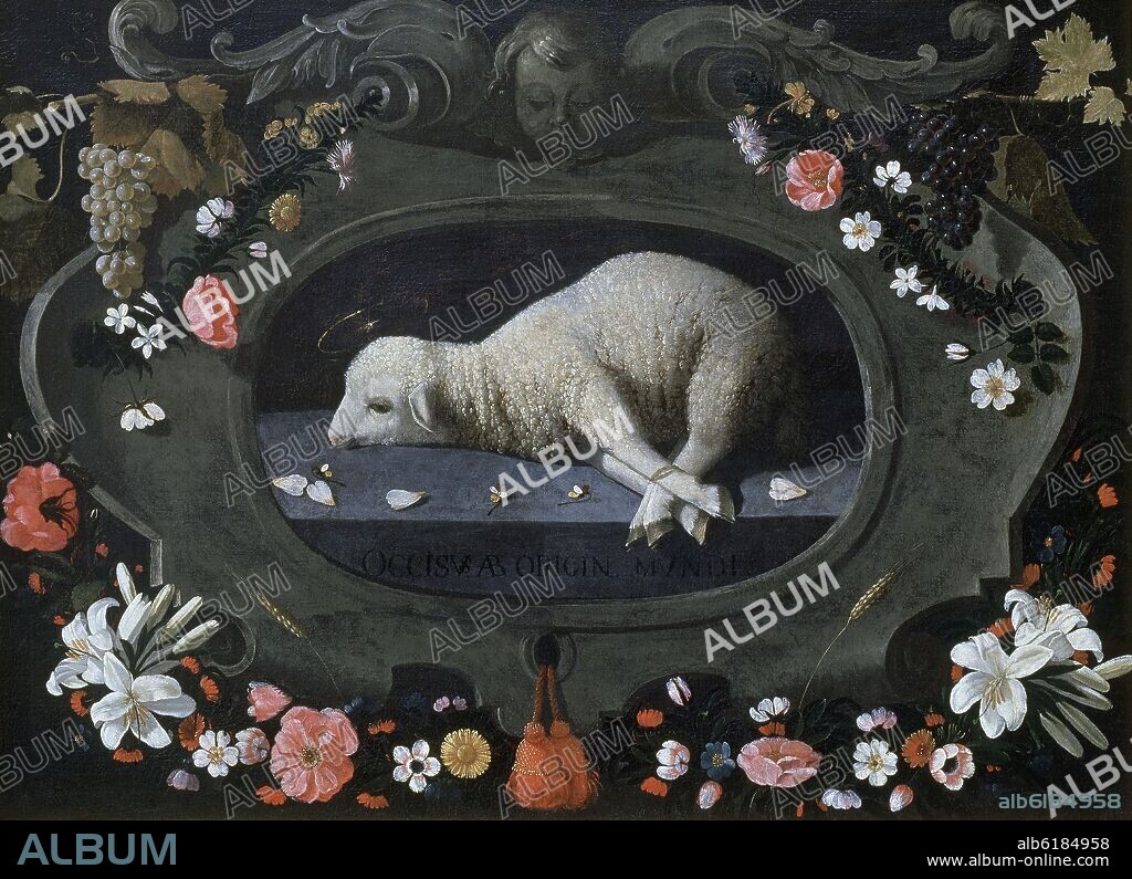 JOSEFA DE OBIDOS. LAMB OF GOD - AGNUS DEI - FOLLOWING ZURBARAN - 1660-1670 - PORTUGUESE BAROQUE PAINTING.