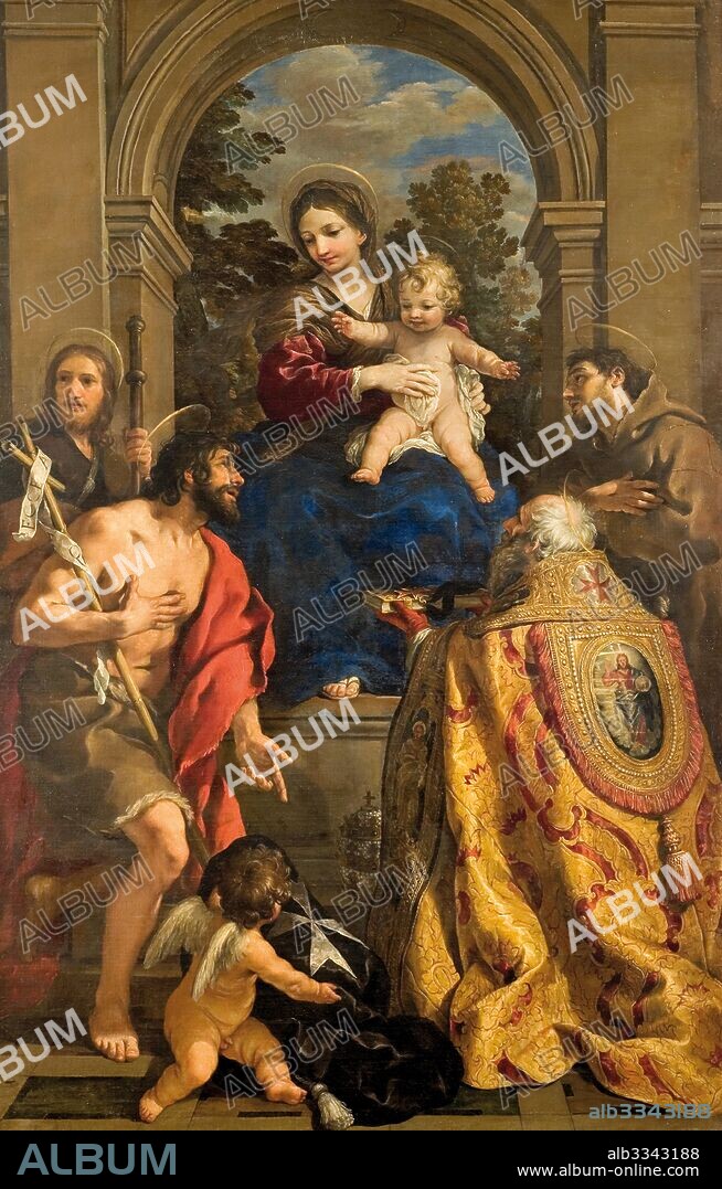 PIETRO DA CORTONA. Virgin and child with Saints James, John the Baptist, Pope Stephen I and Francis.