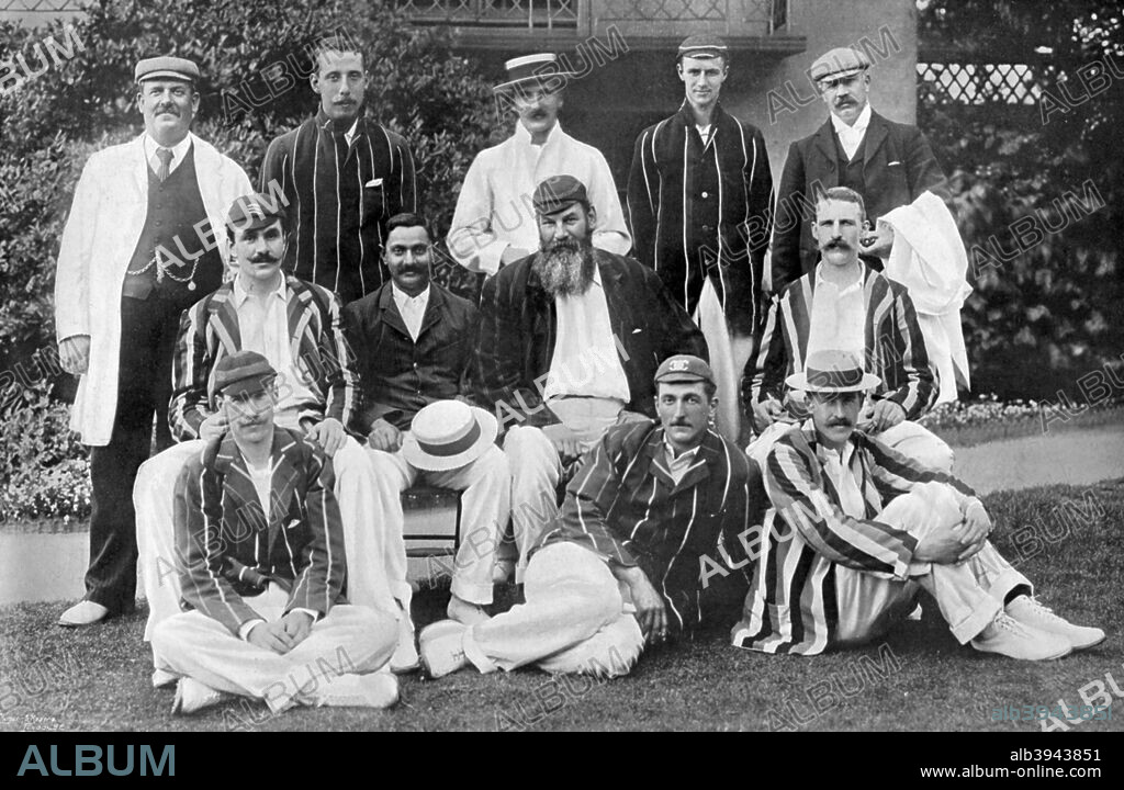 Gentlemen XI for the fixture vs Players at Lord's Cricket Ground, London, 1899. Gentlemen vs Players was an annual fixture between teams of amateurs (the Gentlemen) and professionals (the Players). The first match was played in 1806 and it became an annual fixture from 1819 onwards. It came to an end in 1962 when the distinction between amateur and professional players was ended. In the 1899 match the Gentlemen were captained by Dr WG Grace (middle row, centre). A print from The Book of Cricket, a Gallery of Famous Players, edited by CB Fry, George Newnes Ltd, London, c1899.