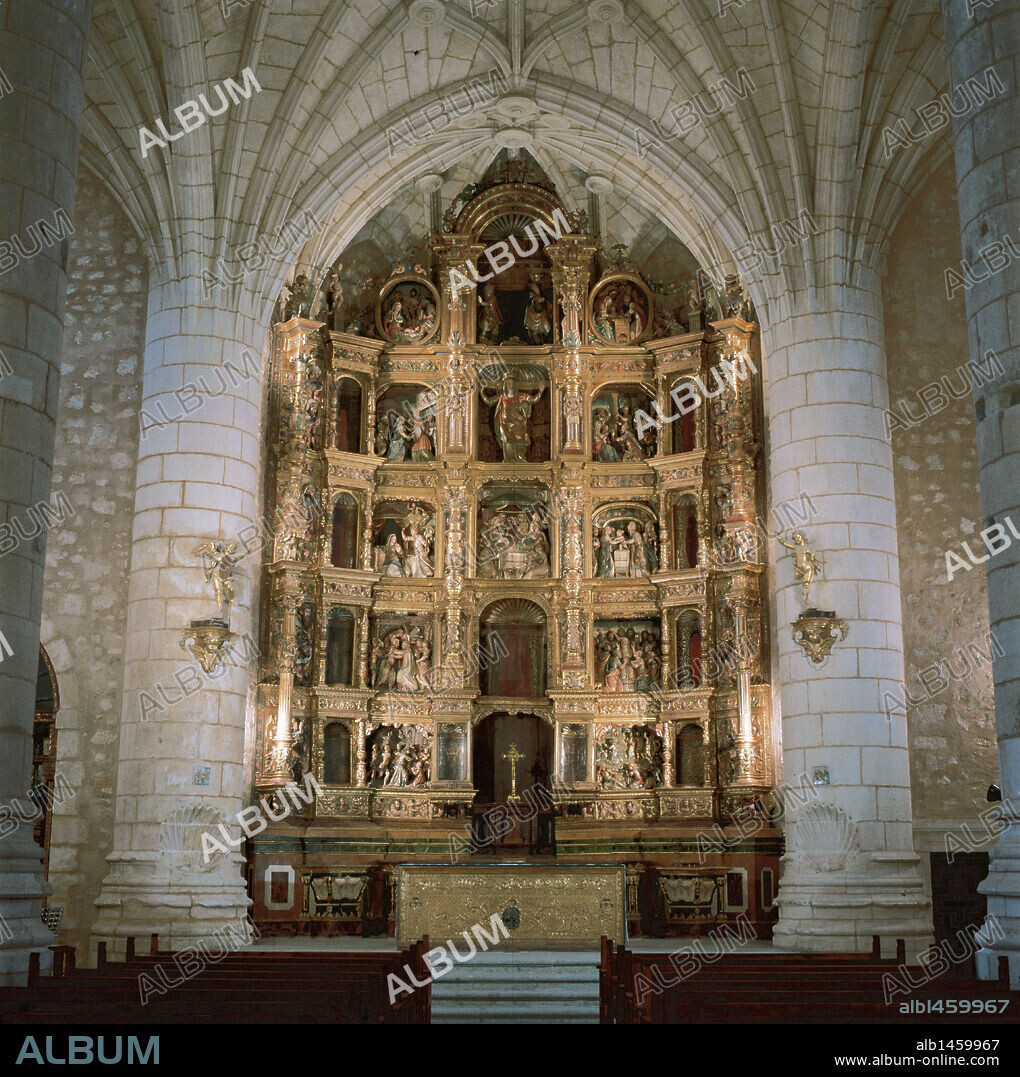 Renaissance Art. Spain. 16th century. Church of Santa Maria. Plateresque Altarpiece, 1572. Alarcon. Castile-La Mancha.