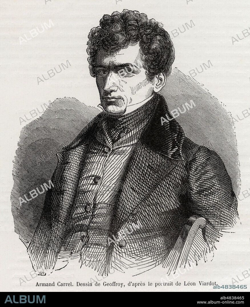 Armand CARREL (1800-1836). Illustration par GEOFFROY d'apres Leon VIARDOT pour Les Francais peints par eux-memes (edition J. Philippart de 1861). Credit : Collection Jonas/Kharbine-Tapabor.