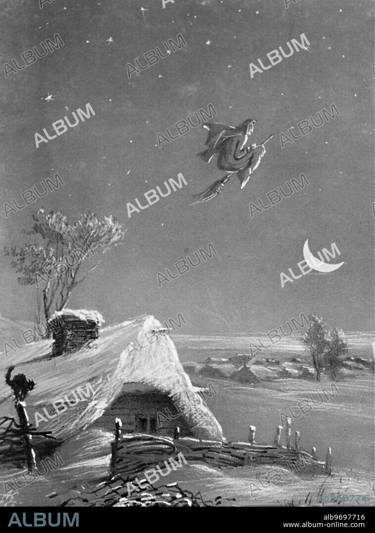 Commemorating the 100th Anniversary of the Death of the Great Russian writer Nikolai Gogol. An Illustration by Kondyrev for Nikolai Gogol's story 'The Night Before Christmas'. Photo by M Ozersky and N Maximov. February 1952. Supplied by; SCRSS - Society for Cooperation in Russian And Soviet Studies.