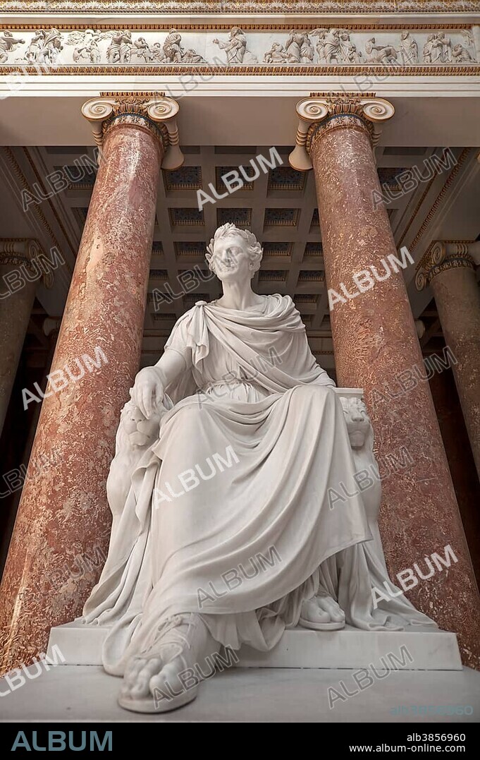 Sculpture of Louis I., King of Bavaria, 1786-1868, founder of Walhalla, Donaustauf, Upper Palatinate, Bavaria, Germany