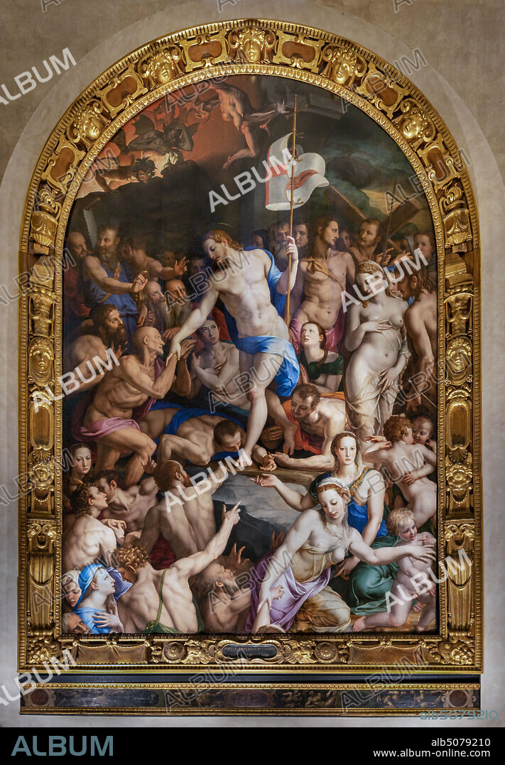 Basilica of the Holy Cross, Medici Chapel: "Descent of Christ to the Limbo", 1522, by Bronzino, oil painting on panel.