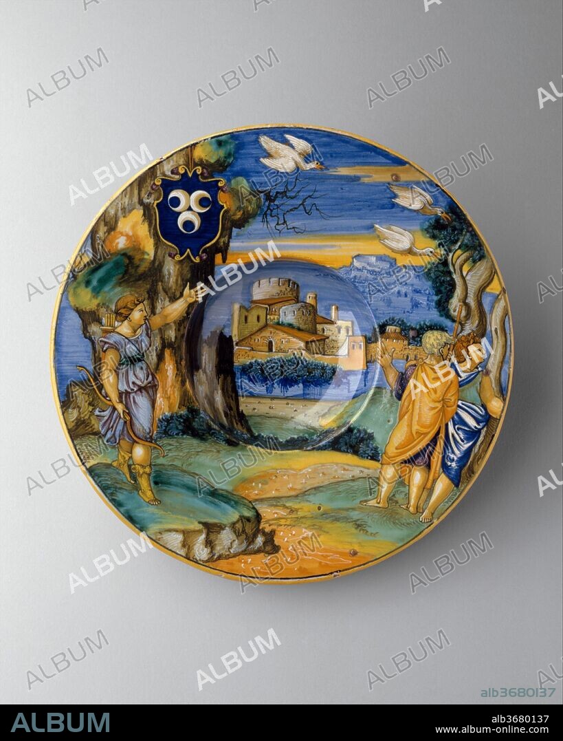 Plate (tondino). Artist: Francesco Xanto Avelli da Rovigo (Italian, Rovigo ca.1487-1542). Dimensions: Diam. 10 3/16 in. (25.8 cm). Date: 1530.