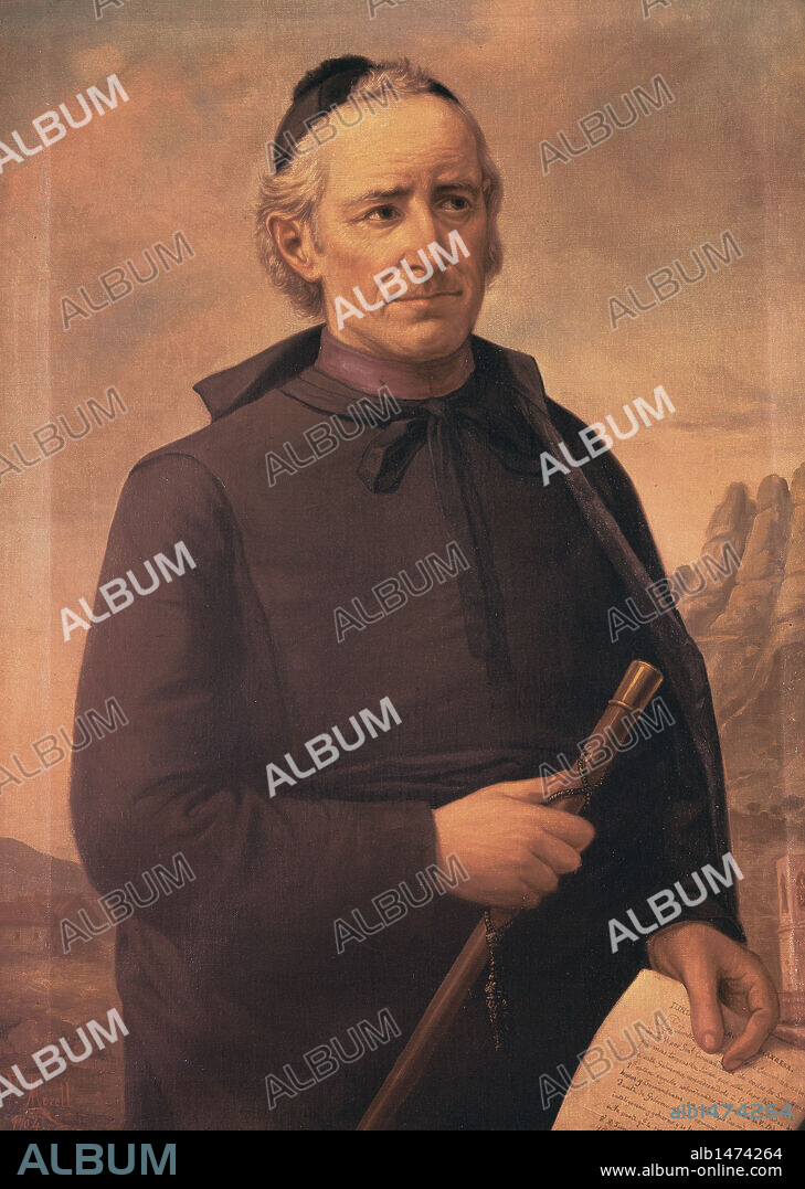 RAMON MONTAÑA Y COCA, canónigo de la Seo de Manresa, Comandante General de los Somatens, jefe de los heróicos manresanos que lucharon en la Batalla de Els Brucs, los días 6 y 14 de junio de 1808. Oleo del pintor manresano Francesc Morell i Cornet (1845-1916), 1904. Ayuntamiento de Manresa. Provincia de Barcelona. Cataluña.