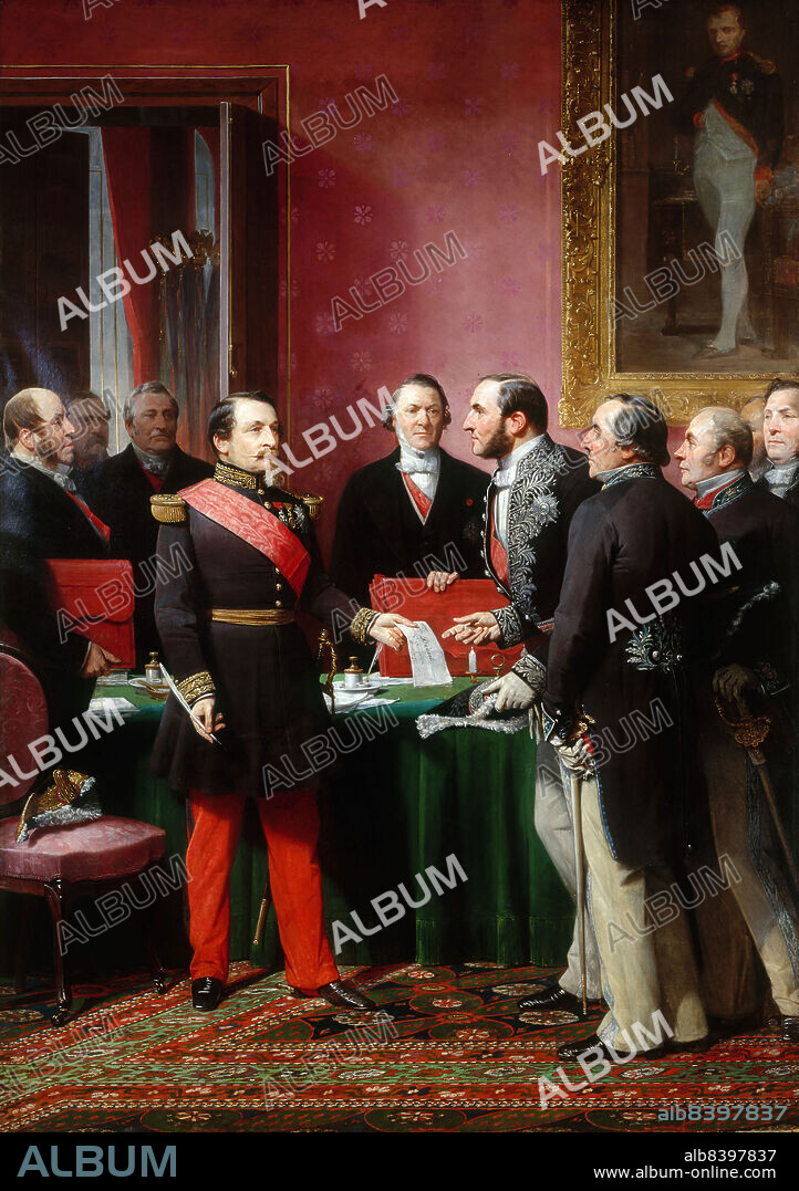 ADOLPHE YVON. Napoléon III remettant au baron Haussmann le décret d'annexion des communes limitrophes (16 février 1859), 1865.