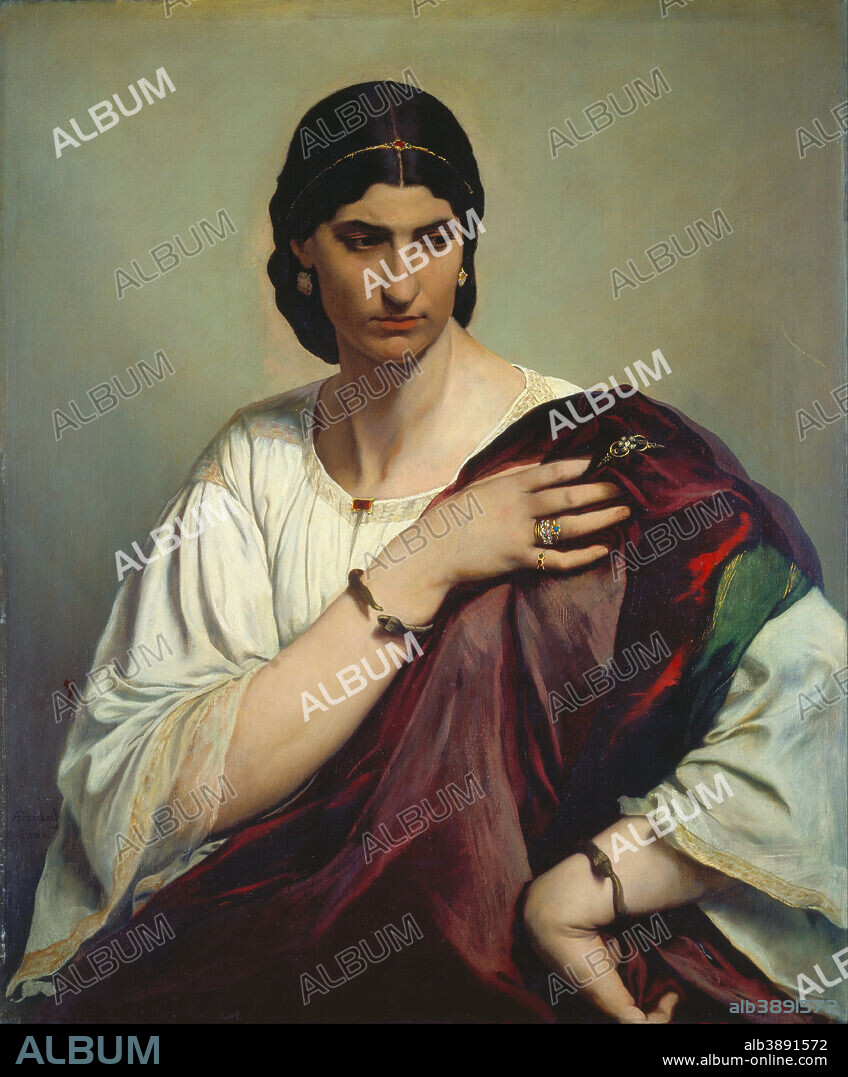 ANSELM FEUERBACH. Half-Length Portrait of a Roman Woman. Date/Period: 1862/1866. Width: 81 cm. Height: 98 cm (Complete).
