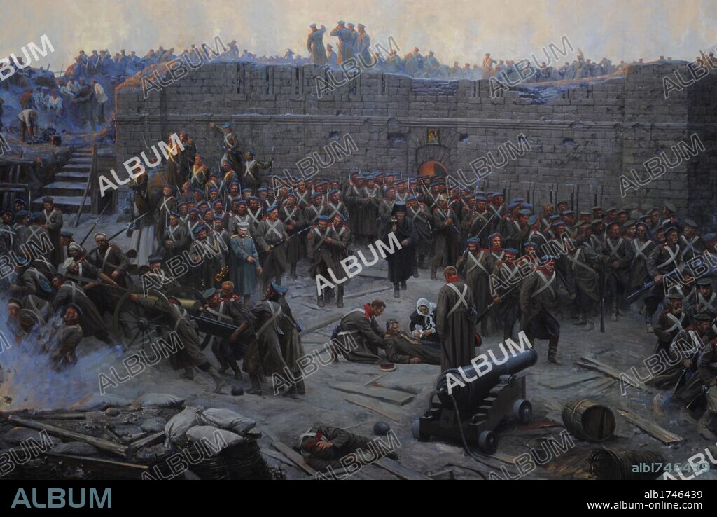 Crimean War (1853-1856). Siege of Sevastopol, 1854-1855, by Franz Alekseyevich Roubaud (1856-1928). The city, on the Black Sea, was besieged for 11 months. Detail. Museum of Heroic Defense and Liberation of Sevastopol. Crimean Peninsula. Ukraine.