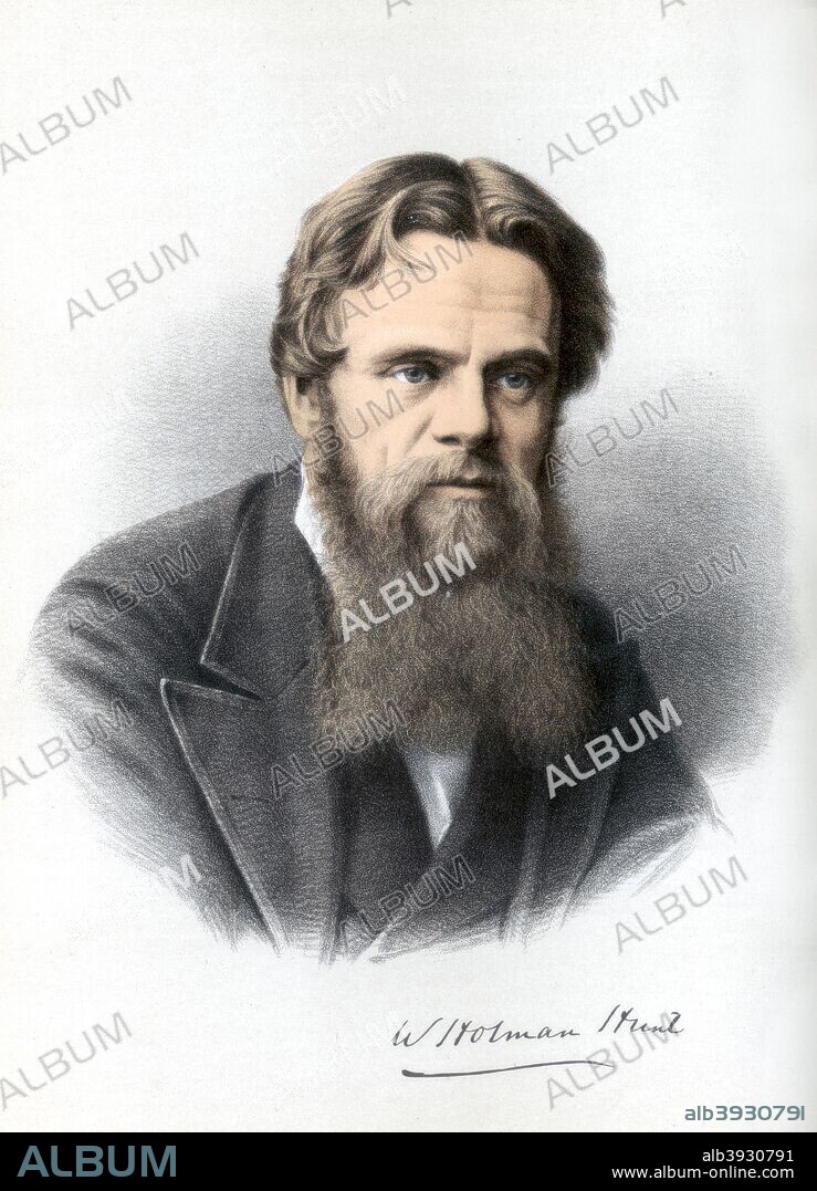 William Holman Hunt, British painter, c1890. Hunt (1827-1910) was one of the founders of the Pre-Raphaelite Brotherhood. A lithograph from The Modern Portrait Gallery, Cassell, Petter and Galpin, London, Paris and New York, c1890.