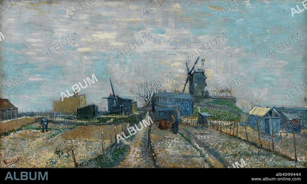VINCENT VAN GOGH. Montmartre: Windmills and Allotments. Date: March-April 1887, Paris. Dimensions: 45.2 cm x 81.4 cm, 63.2 cm x 97.6 cm.