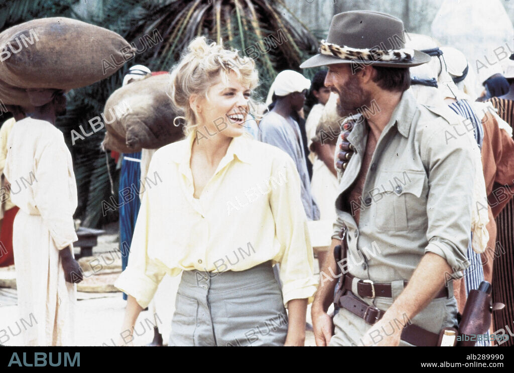 RICHARD CHAMBERLAIN and SHARON STONE in KING SOLOMON'S MINES, 1985, directed by J. LEE THOMPSON. Copyright CANNON FILMS.