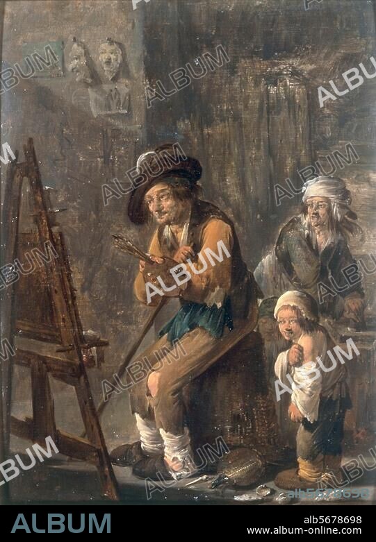 ANDRIES BOTH. Both, Andries um 1611/12 - 1641. "Der arme Maler in seiner Werkstatt". (Der Maler in Zeiten des Krieges), um 1634. Öl auf Holz, 32 × 24,5 cm. Kunsthandel London, Sotheby's, 20. April 1994, Lot 18.