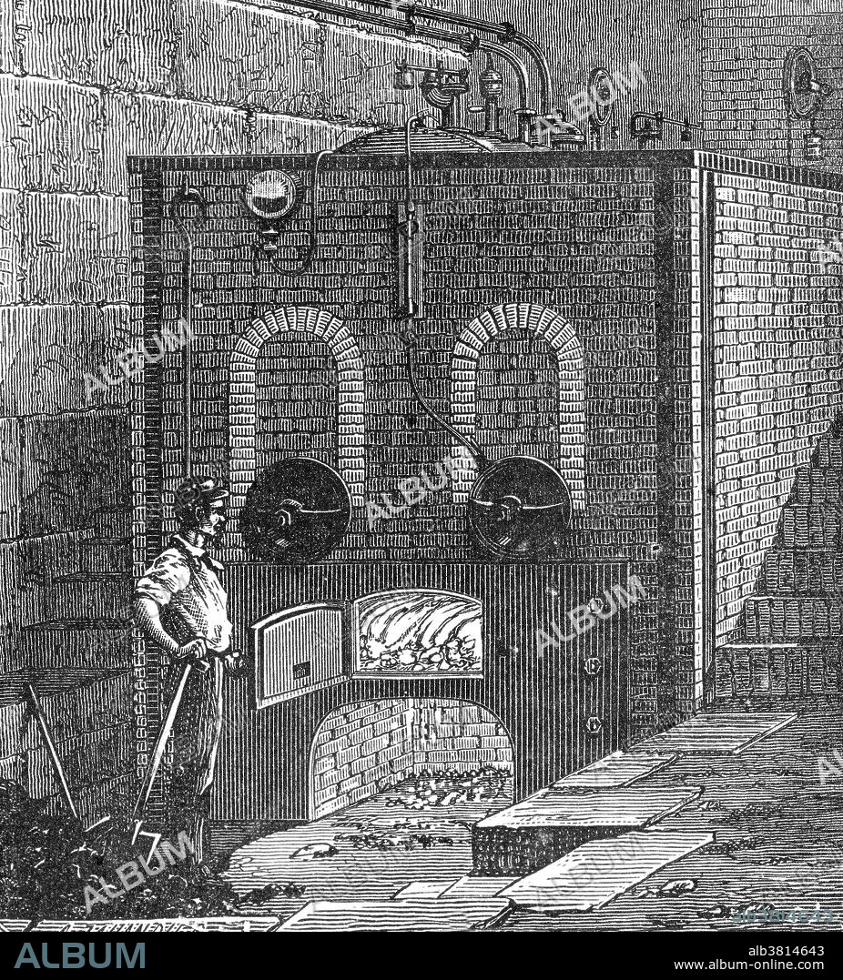 External view of the boiler of a steam engine. The first recorded rudimentary steam engine was the aeolipile described by Heron of Alexandria in the 1st century AD. Starting in the 12th century, a number of steam-powered devices were experimented with or proposed. In 1712 Thomas Newcomen's atmospheric engine became the first commercially successful engine using the principle of the piston and cylinder, which was the fundamental type steam engine used until the early 20th century. During the industrial revolution, steam engines started to replace water and wind power, and eventually became the dominant source of power in the late 19th century and remaining so into the early decades of the 20th century, when the more efficient steam turbine and the internal combustion engine resulted in the rapid replacement of the steam engines.