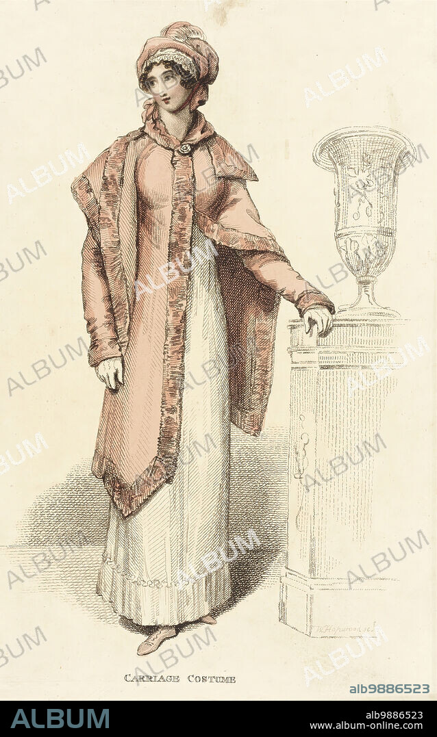 Fashion Plate (Carriage Costume), 1813. From La Belle Assemblée (plate labeled one month ahead of issue)..