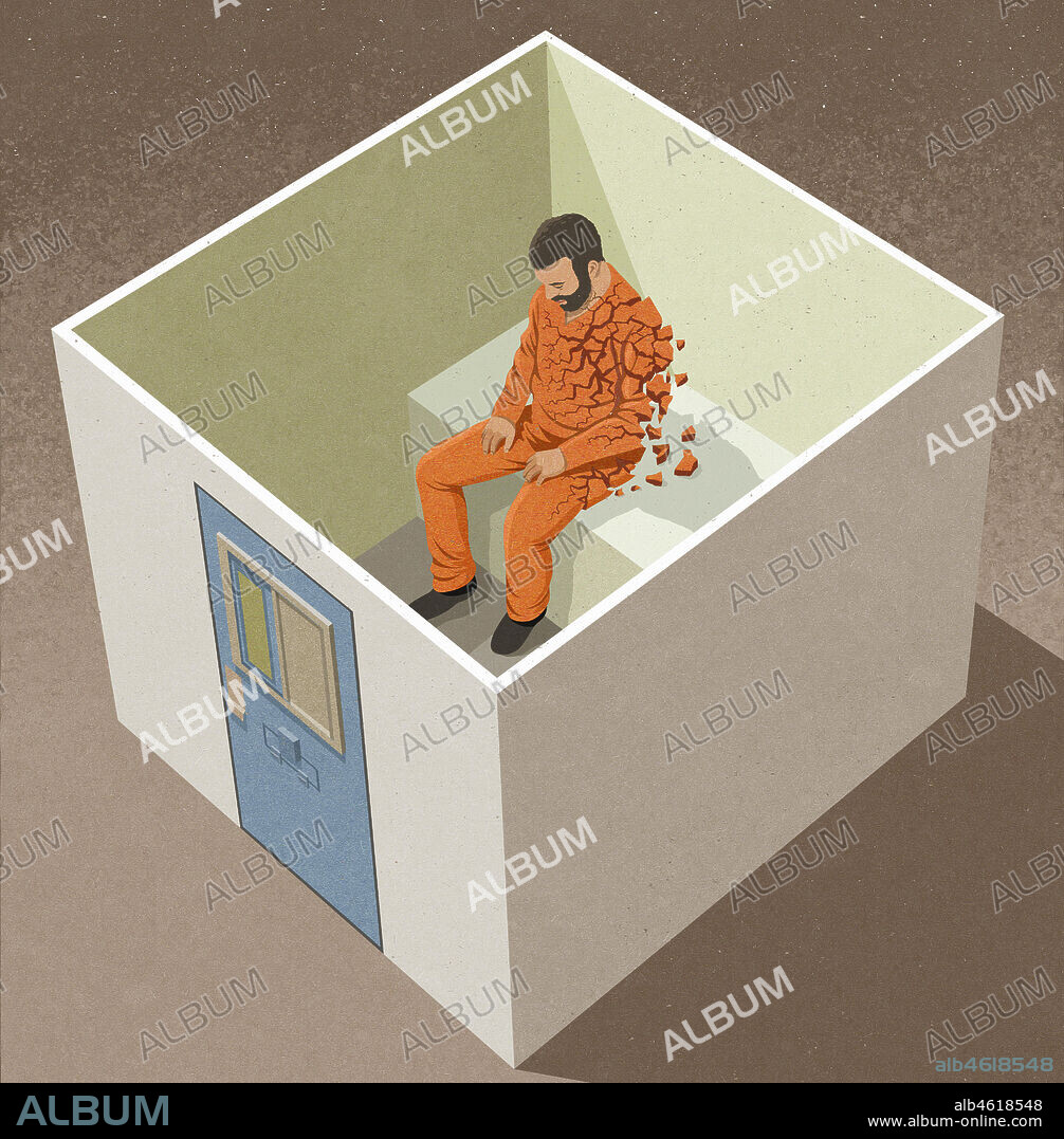 Man falling to pieces in solitary confinement.