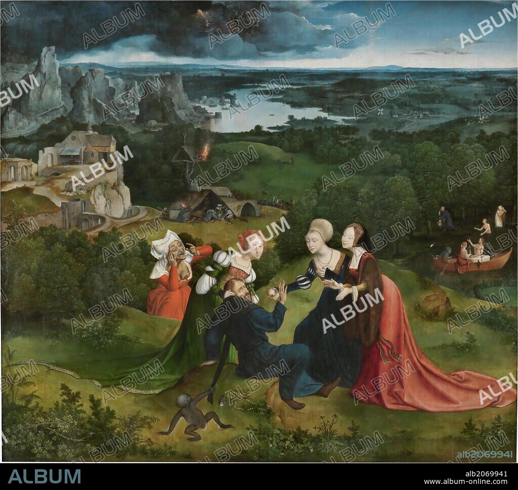 Quentin Massys; Joachim Patinir / 'Las tentaciones de San Antonio Abad', 1520-1524, Escuela Flamenca, Óleo sobre Tabla, 155 cm x 173 cm, P01615.
