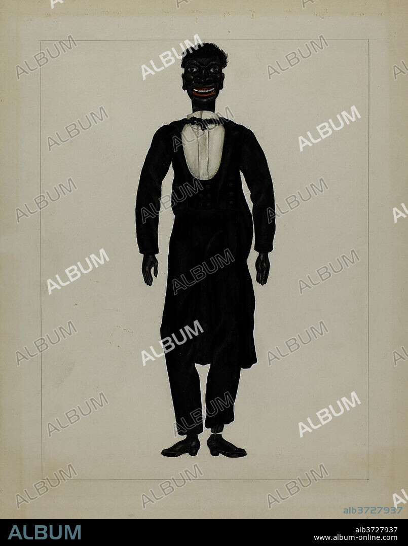 VERNA TALLMAN. Minstrel Puppet. Dated: c. 1937. Dimensions: overall: 35.7 x 28 cm (14 1/16 x 11 in.)  Original IAD Object: 42 3/4" high. Medium: watercolor, graphite, and pen and ink on paper.