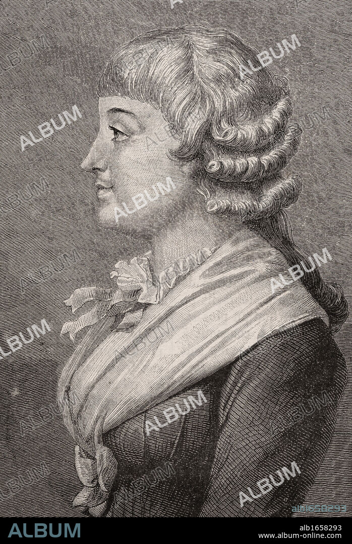 Madame Roland. Vicountess Jeanne-Marie Roland de la Platiere, 1754-1793. Famous figure of the French revolution. Engraved by Pannemaker after Rambert. From "Histoire de la Revolution Francaise" by Louis Blanc.