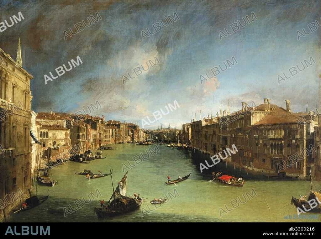 CANALETTO. El Gran Canal del Palacio Balbi hacia el Puente de Rialto, 1723-24.