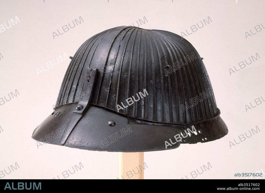 Helmet (Hachi), dated 1472, Japanese, Iron, copper, lacquer, H 5 5/8 in. (14.3 cm), Helmets.