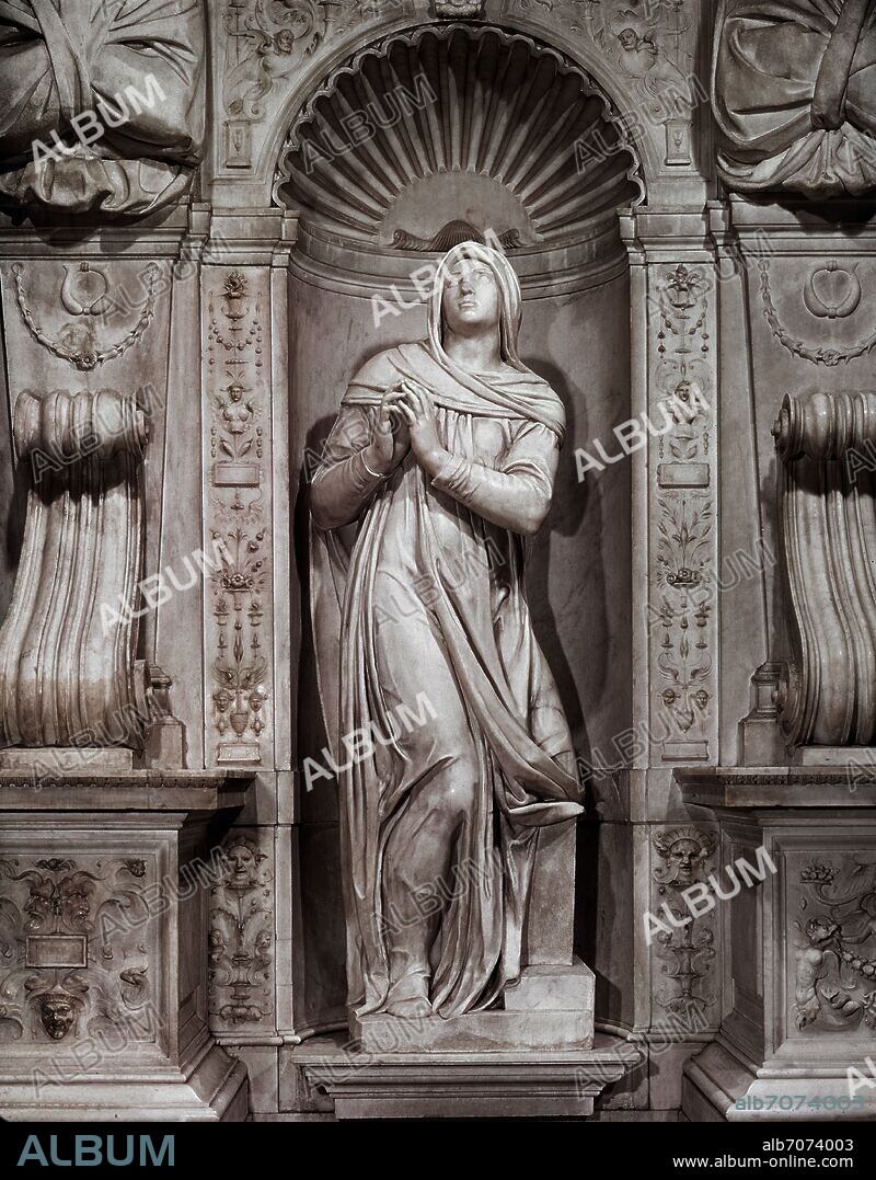 MIGUEL ANGEL. RAQUEL - ESTATUA DE LA TUMBA DE JULIO II - 1513-1515 - RENACIMIENTO ITALIANO.