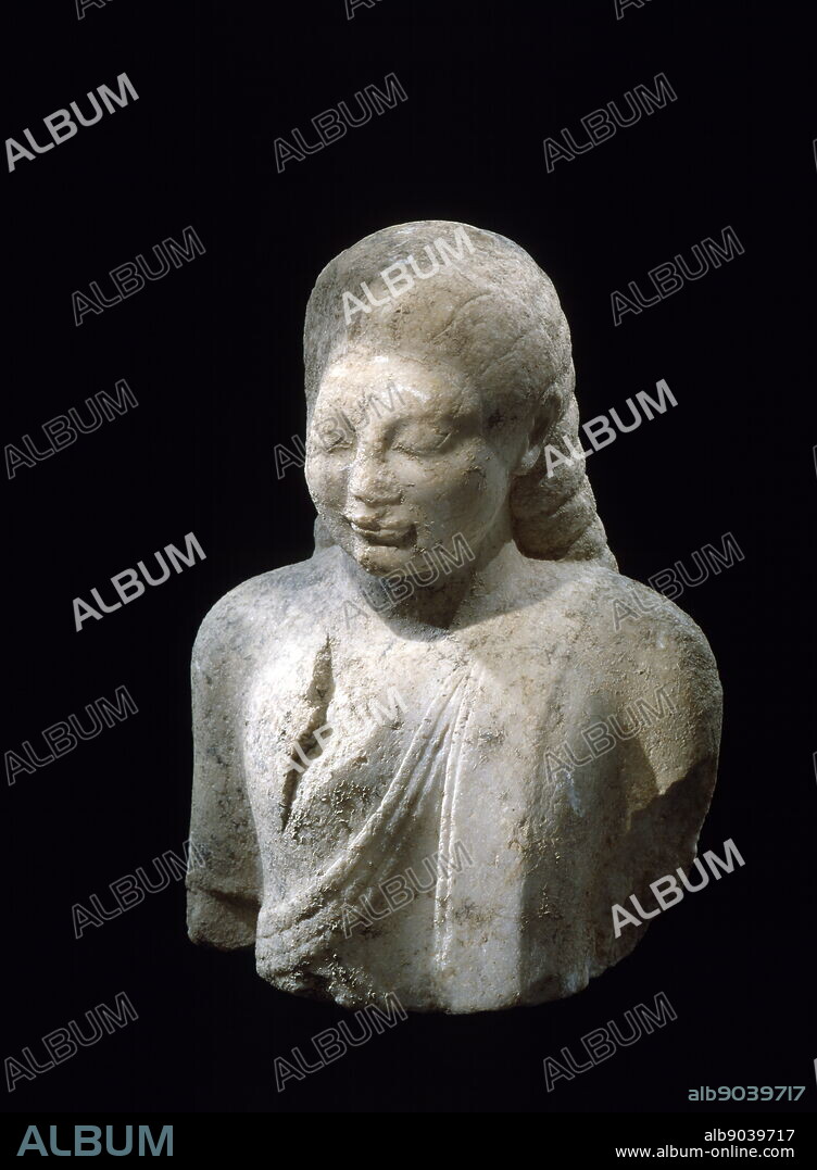 Marble statue of a Kouros, Ionian Greek 530 BC. Kouros is the modern term, given to free-standing ancient Greek sculptures which first appear in the Archaic period in Greece and represent nude male youths.